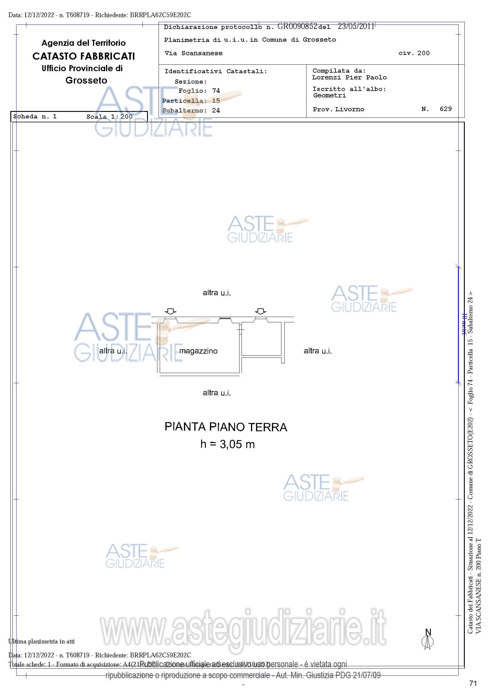 Planimetria del bene
