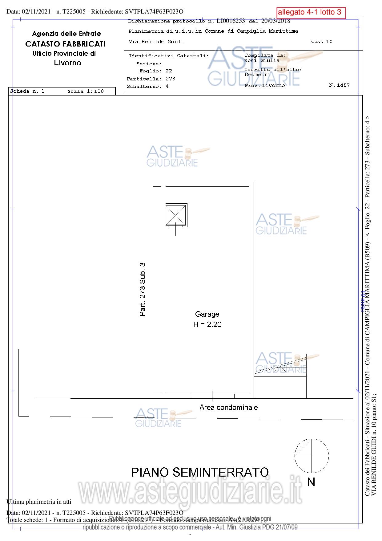 Planimetria del bene