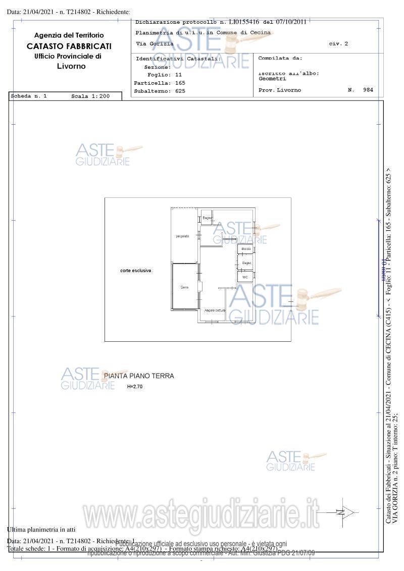 Planimetria del bene