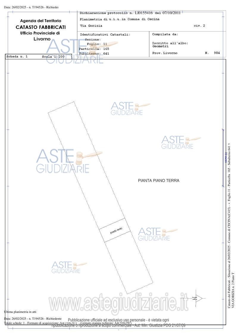 Planimetria del bene