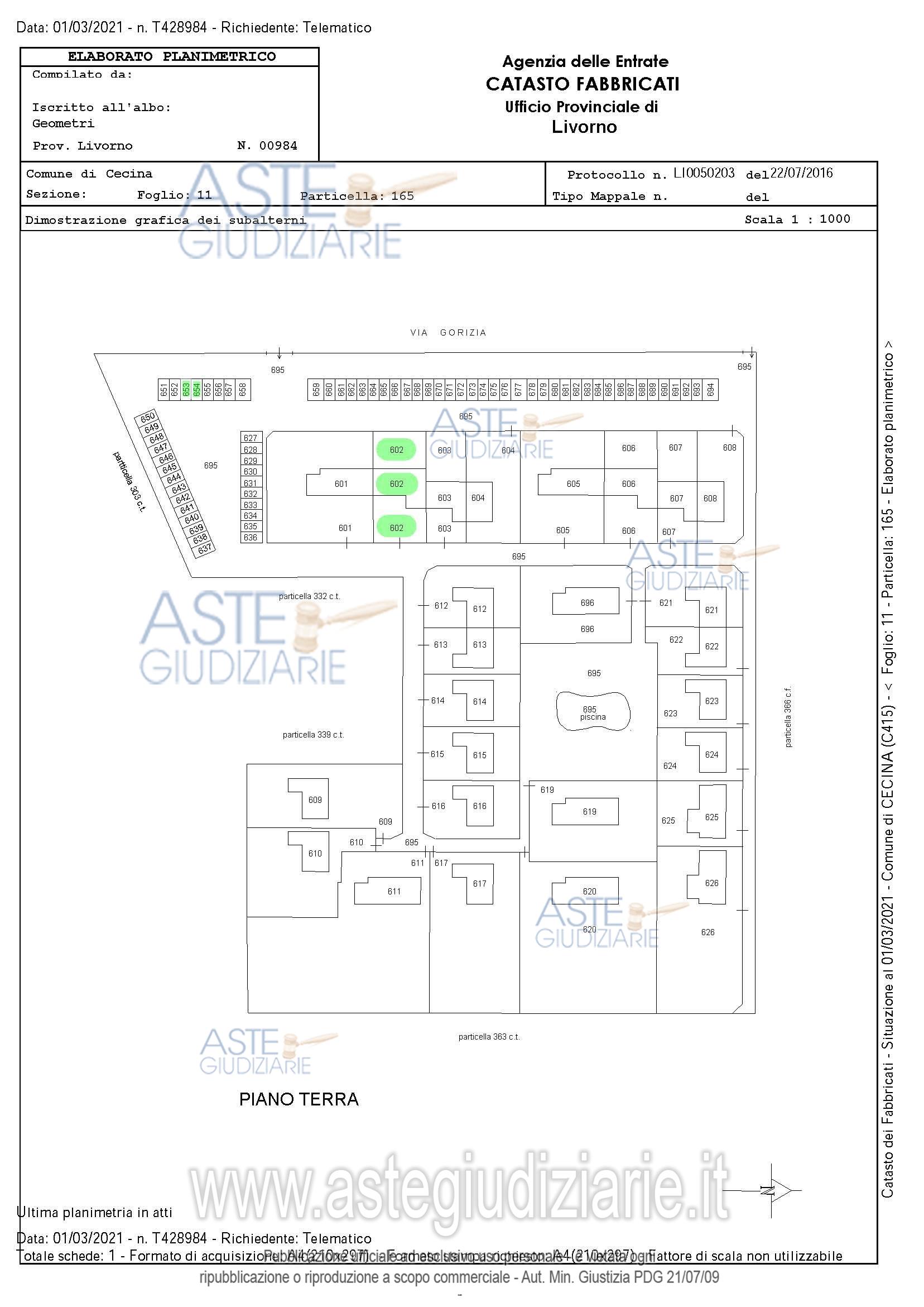 Planimetria del bene