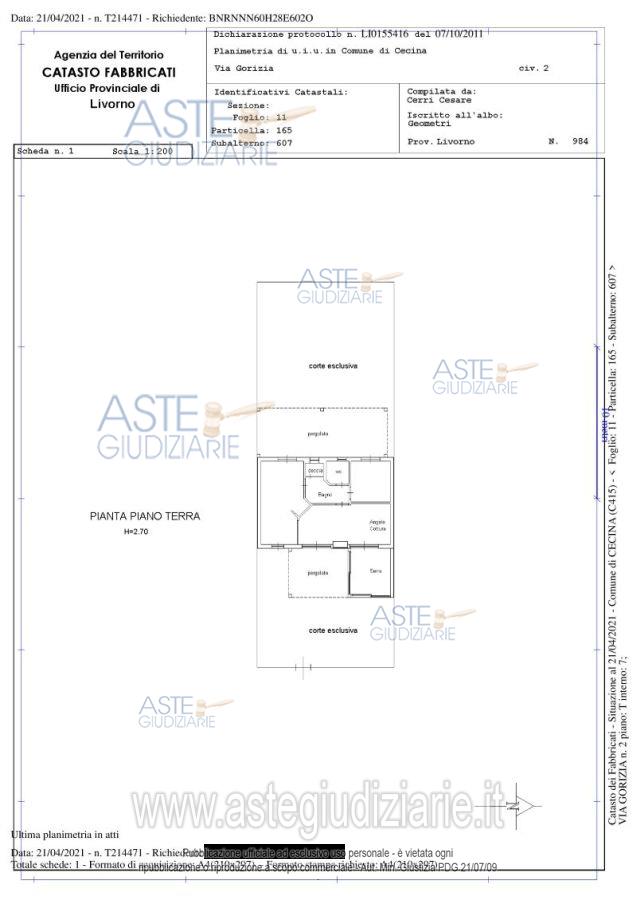Planimetria del bene
