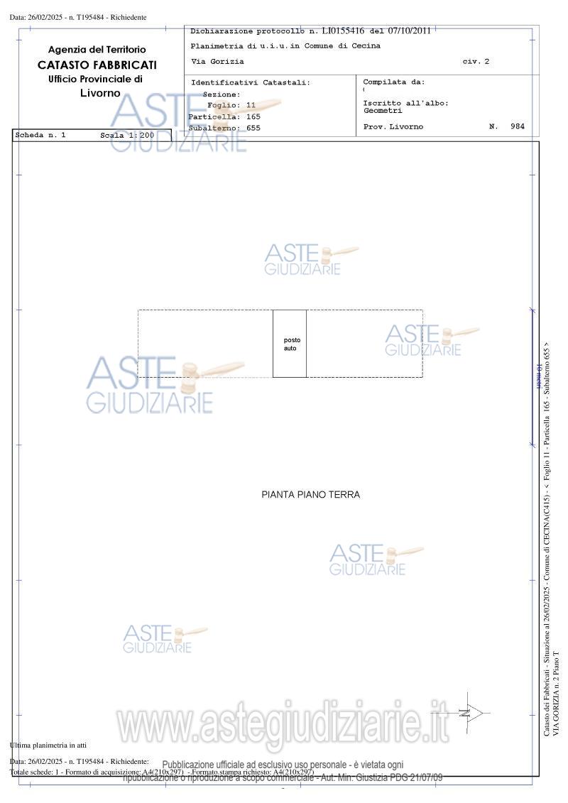 Planimetria del bene