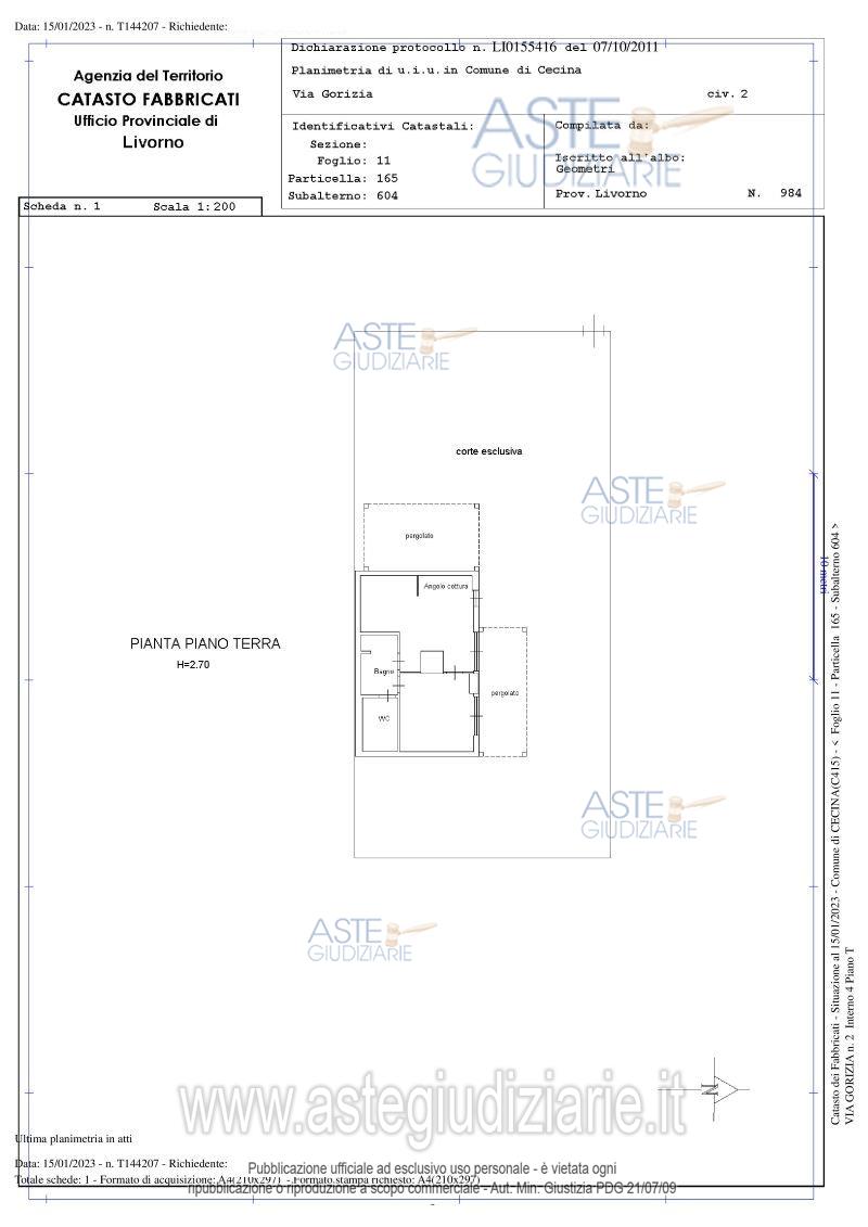 Planimetria del bene