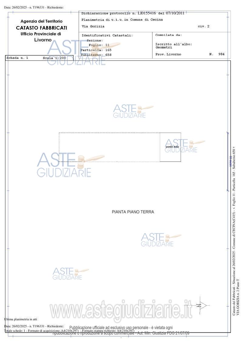 Planimetria del bene