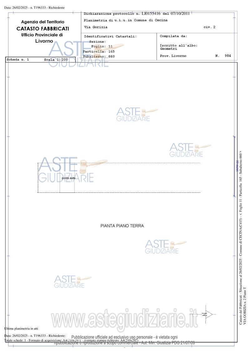 Planimetria del bene