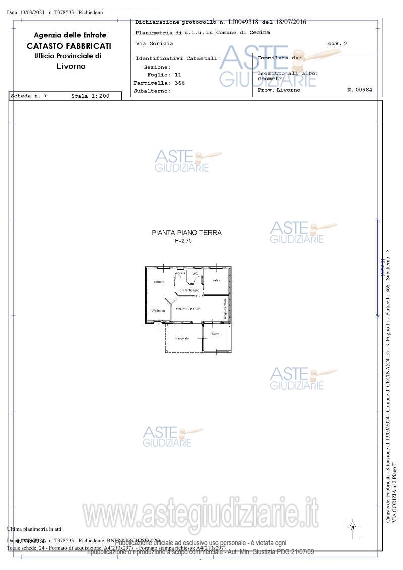 Planimetria del bene