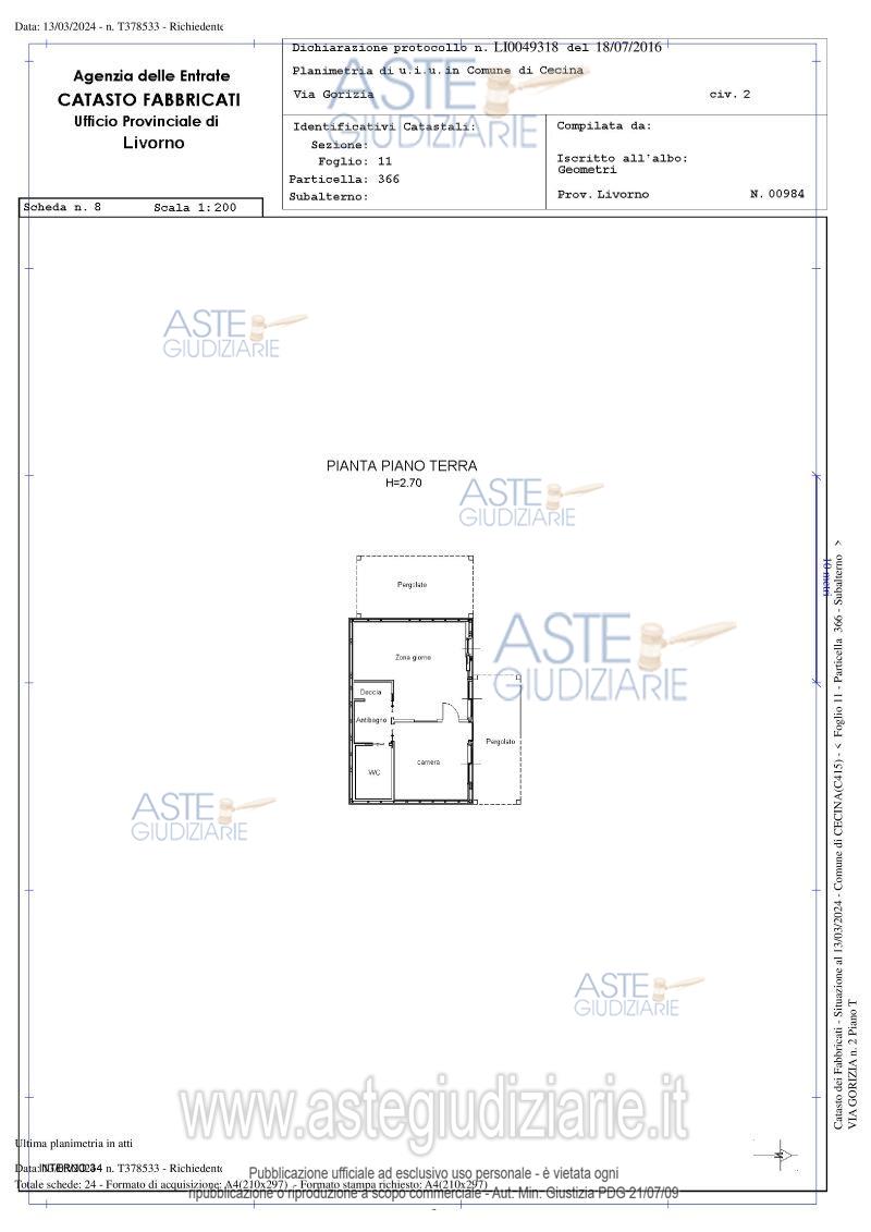 Planimetria del bene