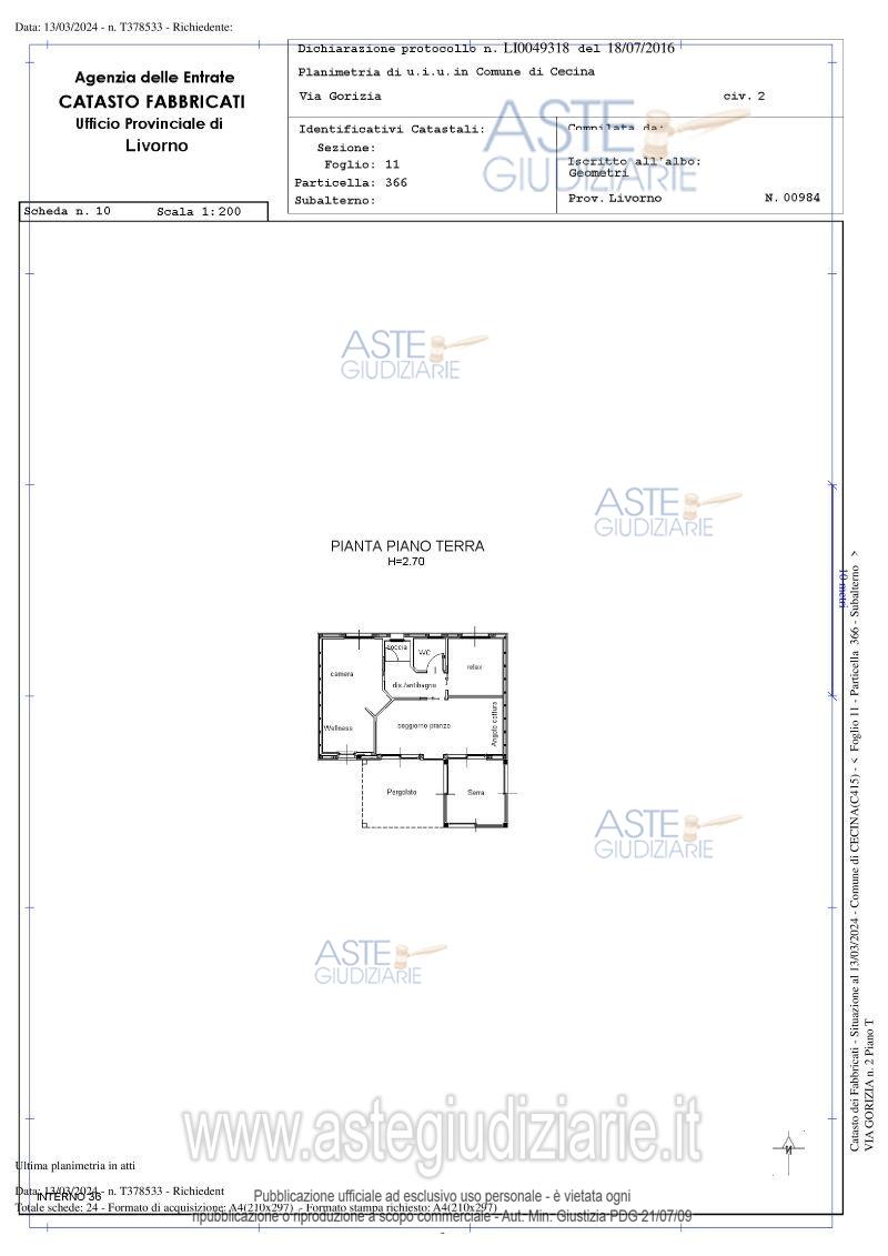 Planimetria del bene