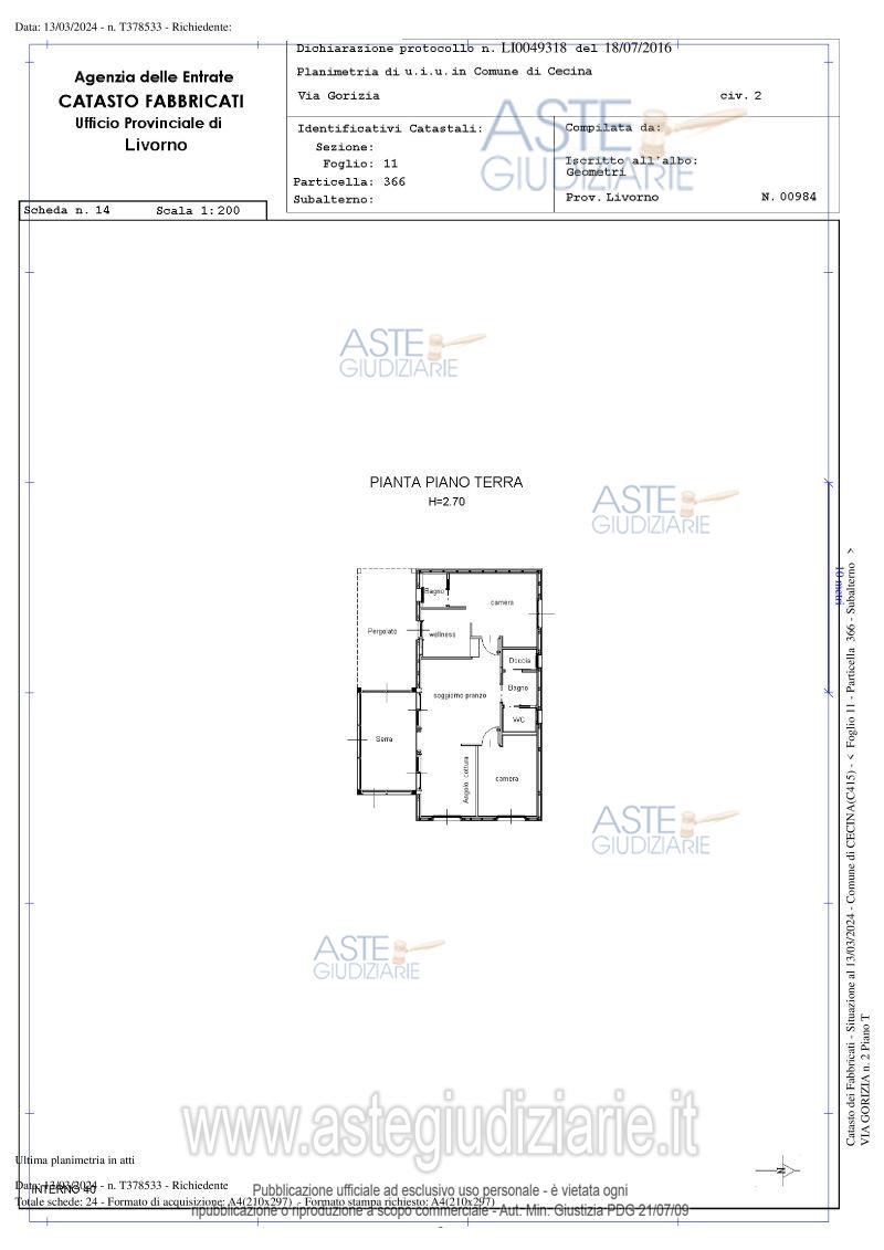 Planimetria del bene