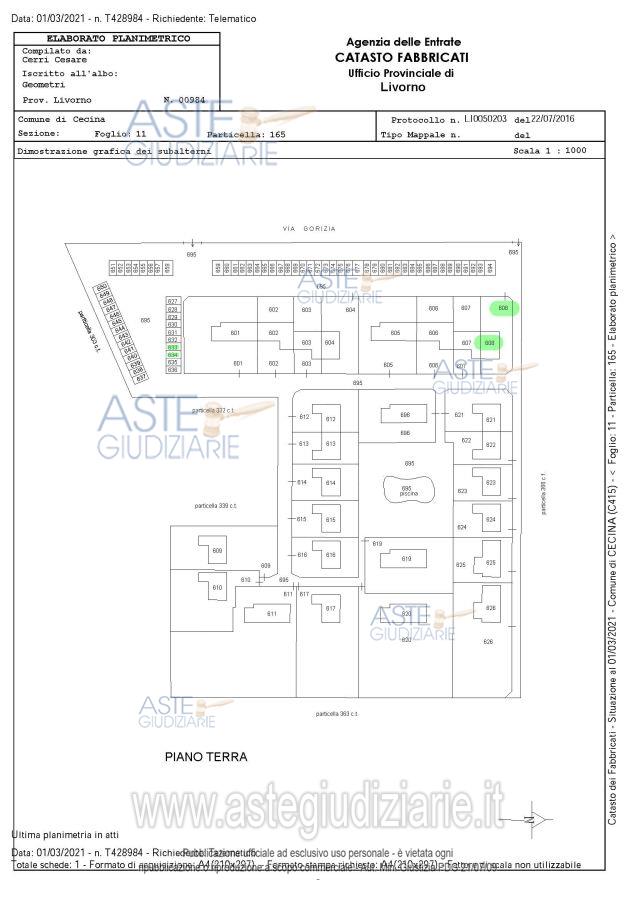 Planimetria del bene