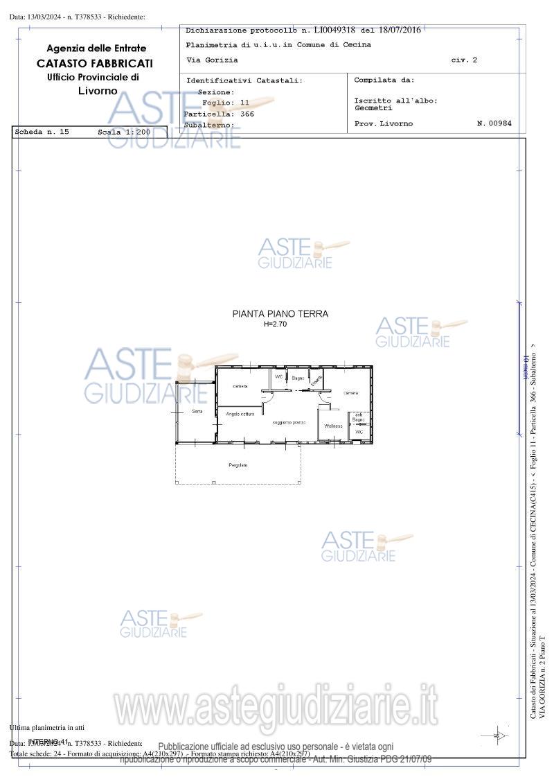 Planimetria del bene