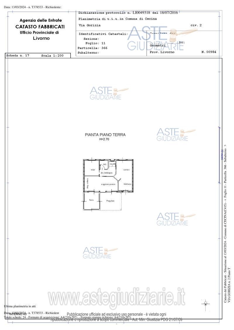 Planimetria del bene