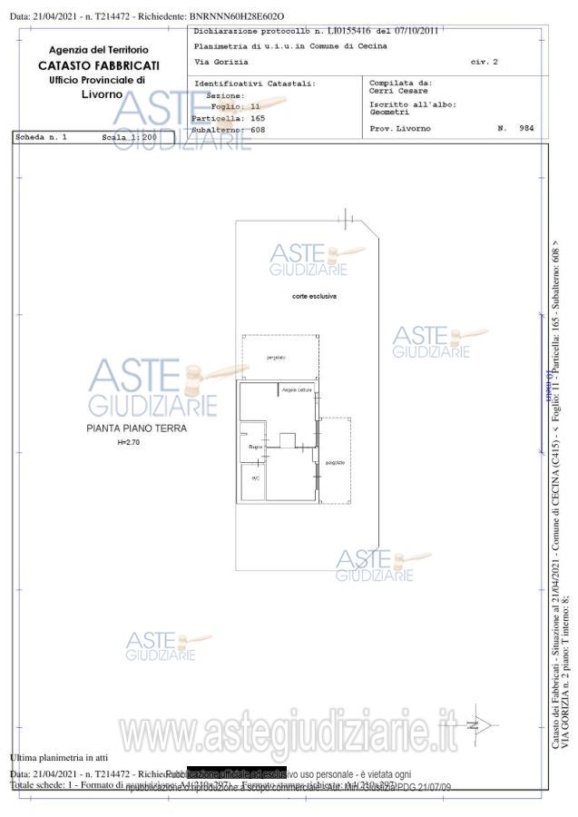 Planimetria del bene