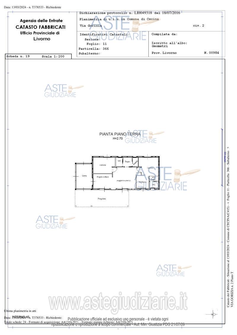 Planimetria del bene