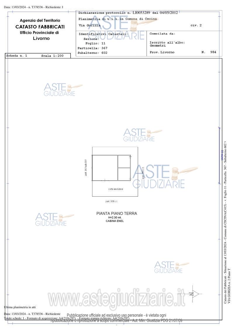 Planimetria del bene