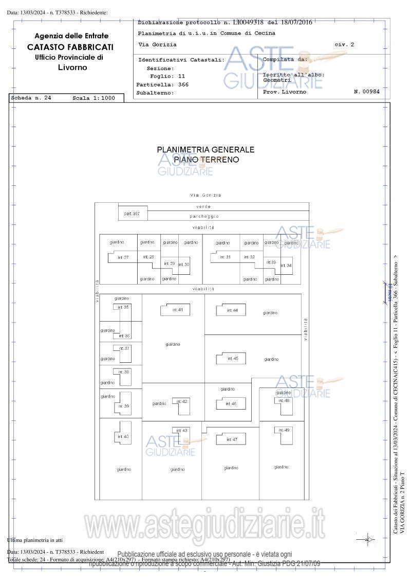 Planimetria del bene