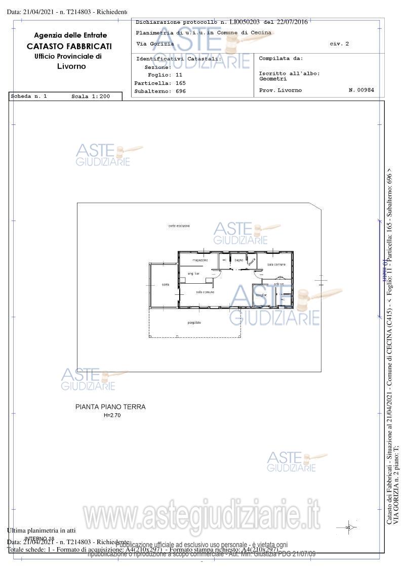 Planimetria del bene