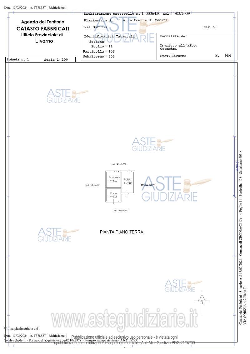 Planimetria del bene