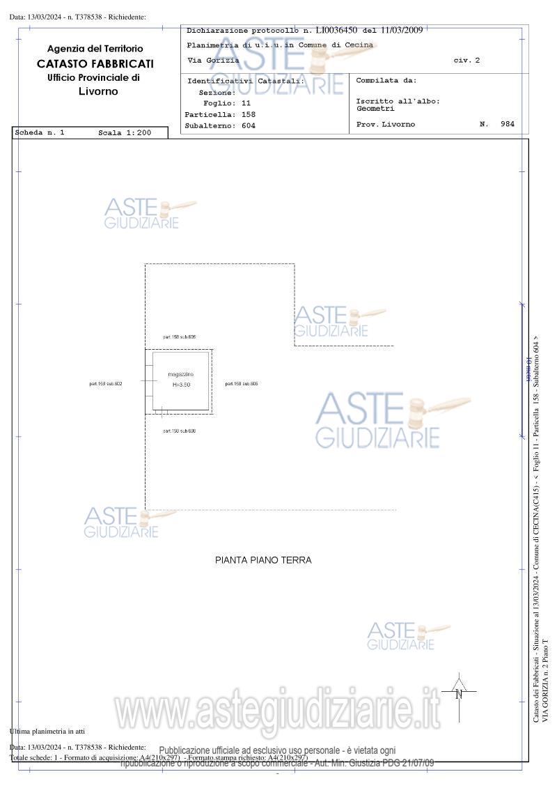 Planimetria del bene