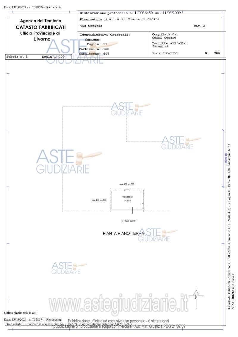 Planimetria del bene