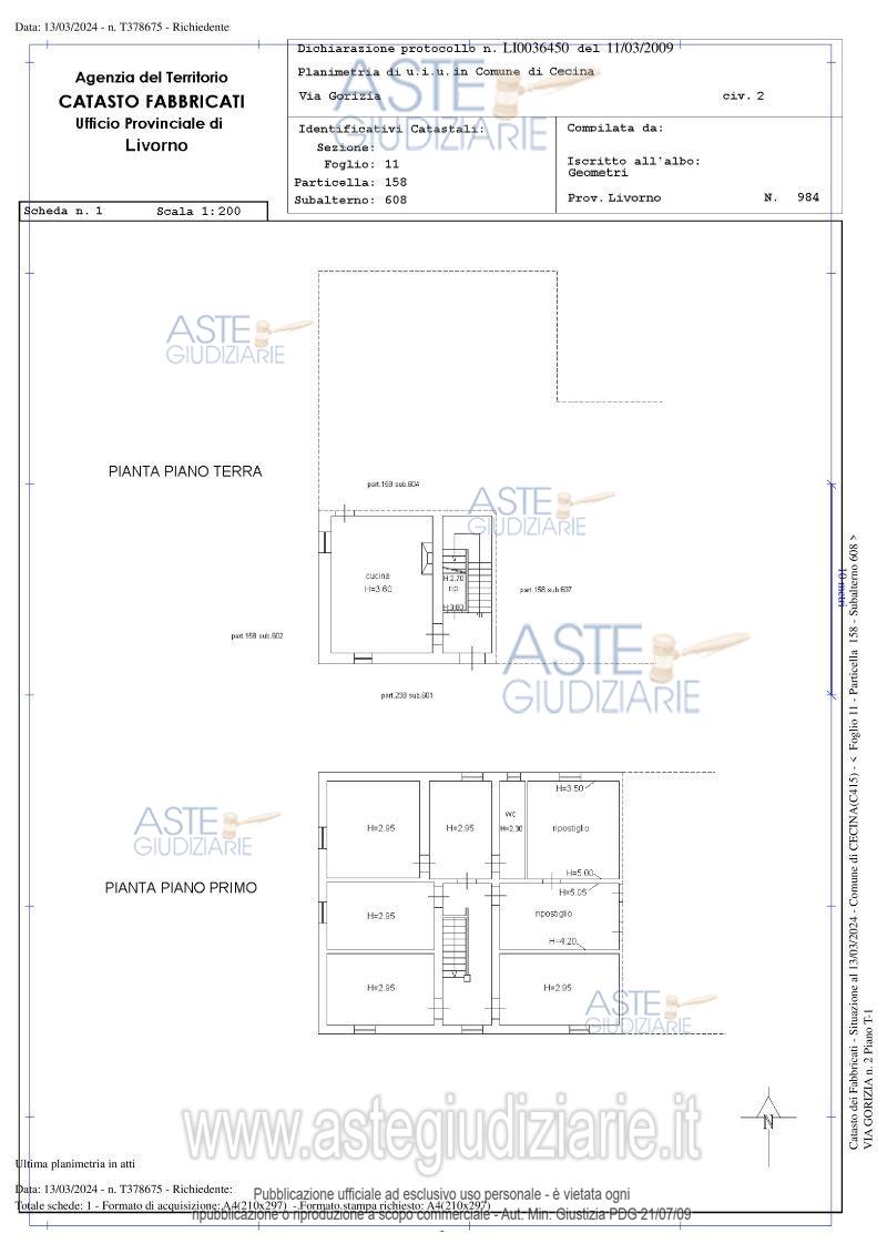 Planimetria del bene