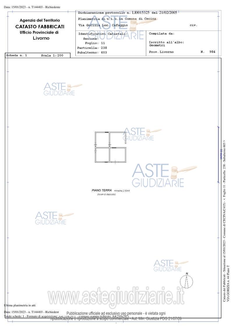 Planimetria del bene