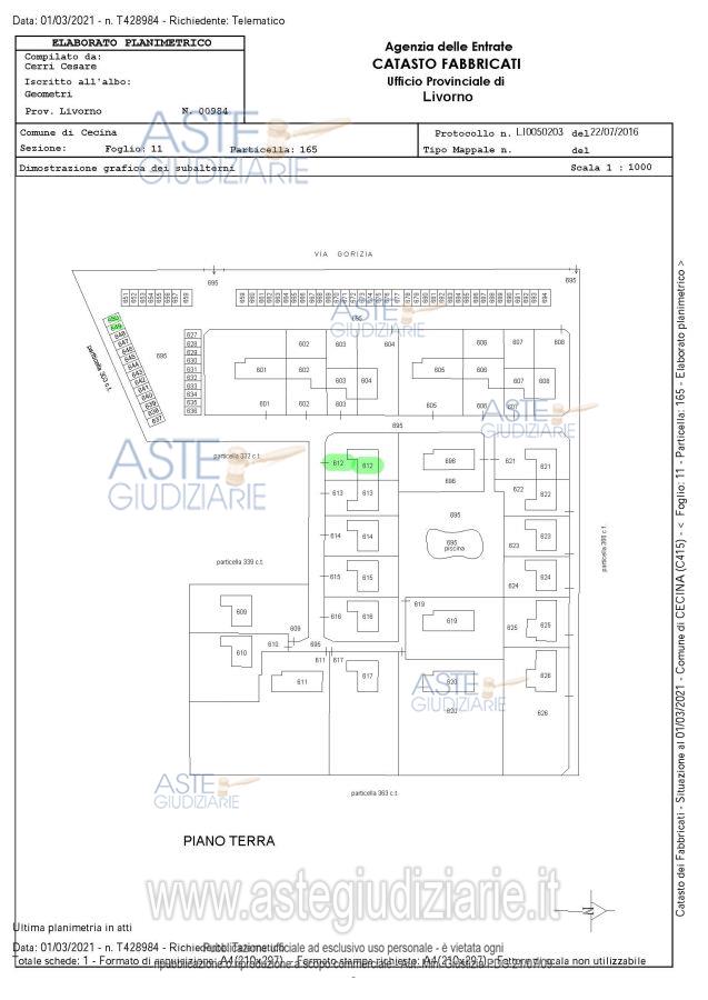 Planimetria del bene