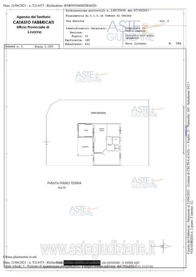 Planimetria del bene