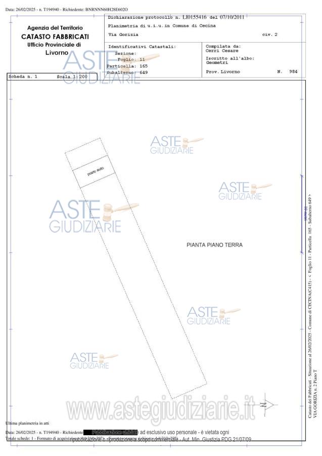 Planimetria del bene