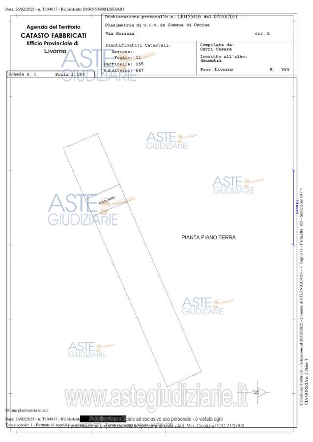 Planimetria del bene