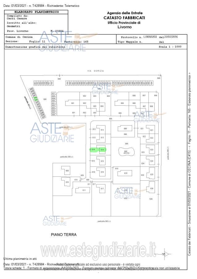 Planimetria del bene