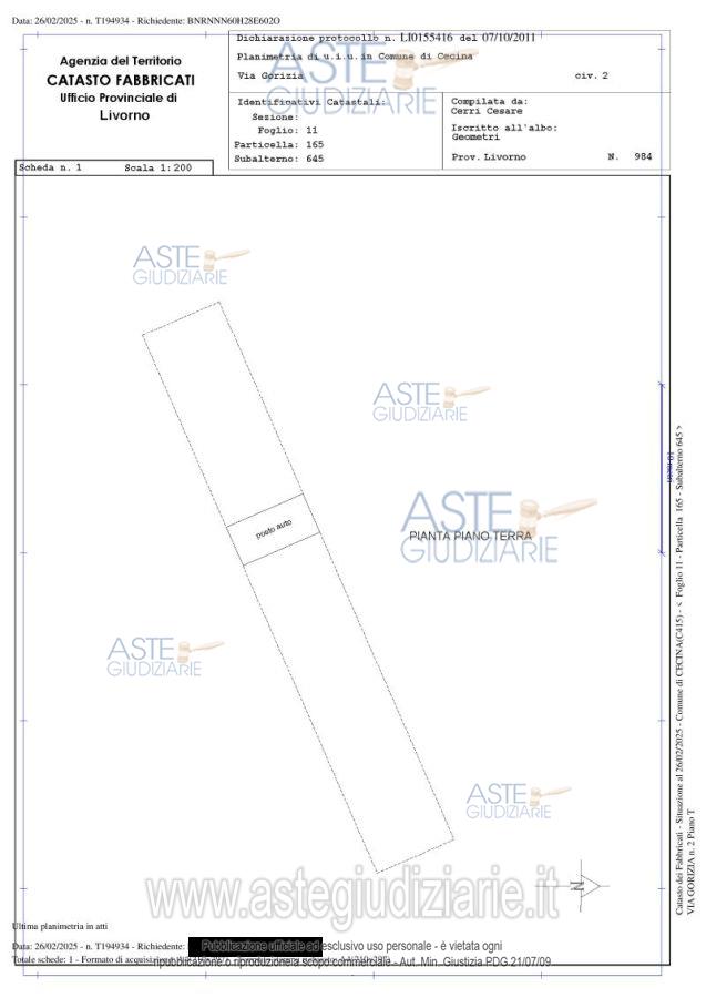 Planimetria del bene