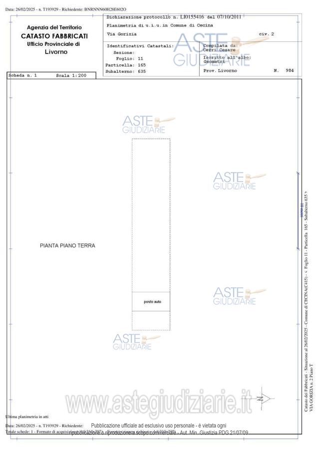 Planimetria del bene
