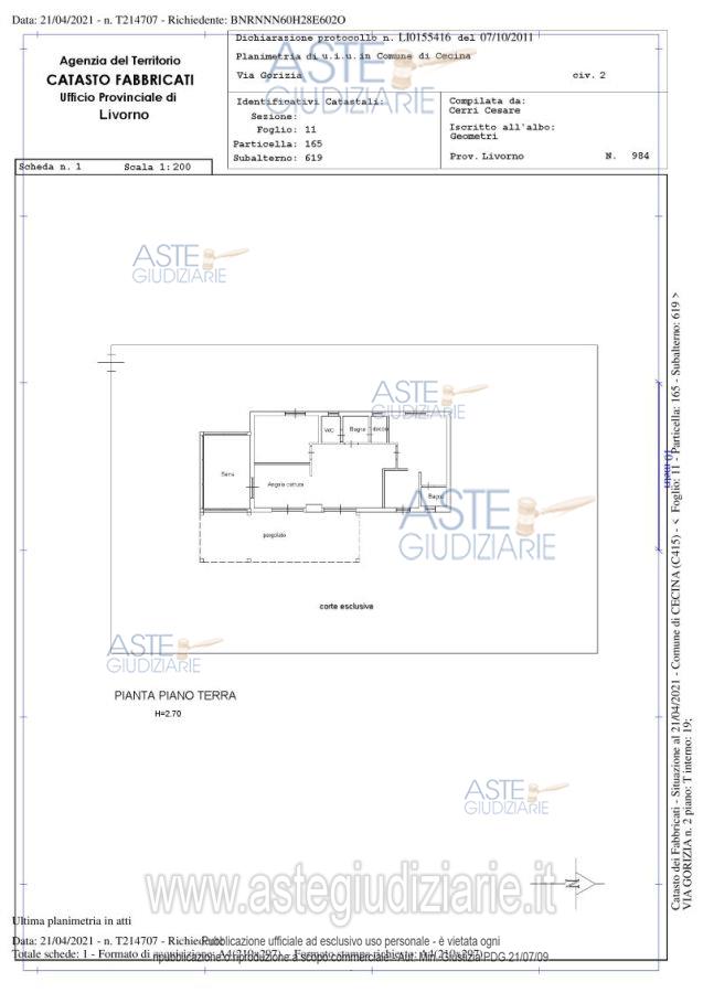 Planimetria del bene