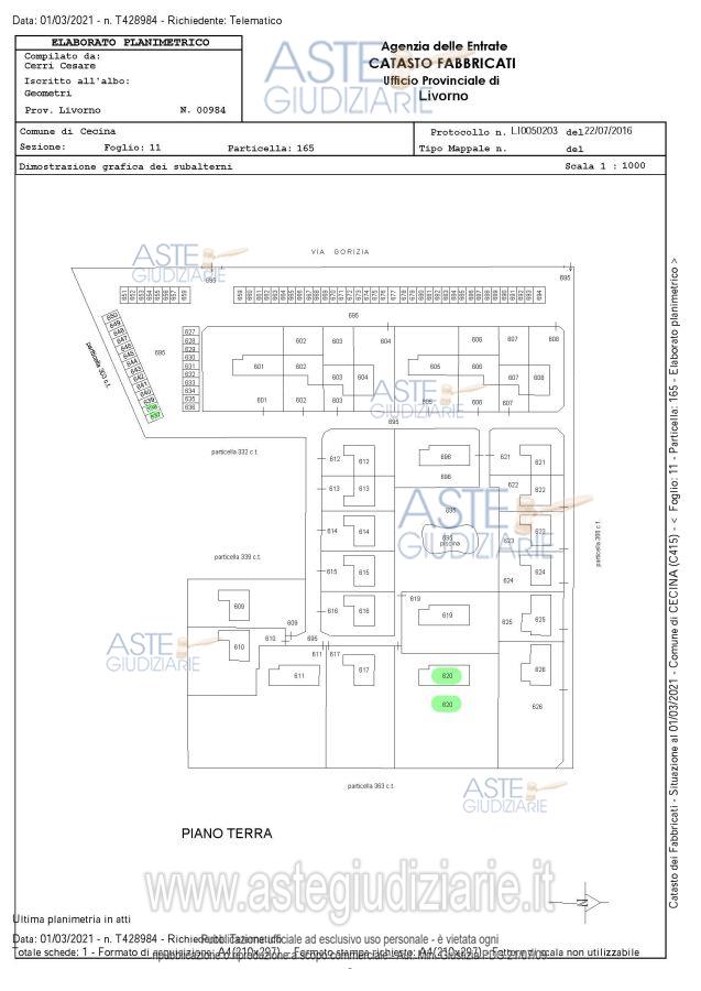 Planimetria del bene