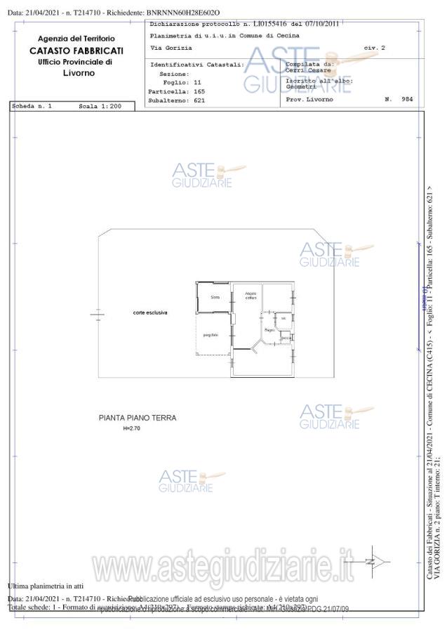 Planimetria del bene