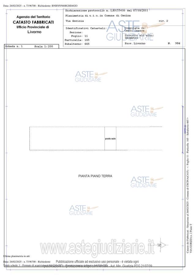 Planimetria del bene