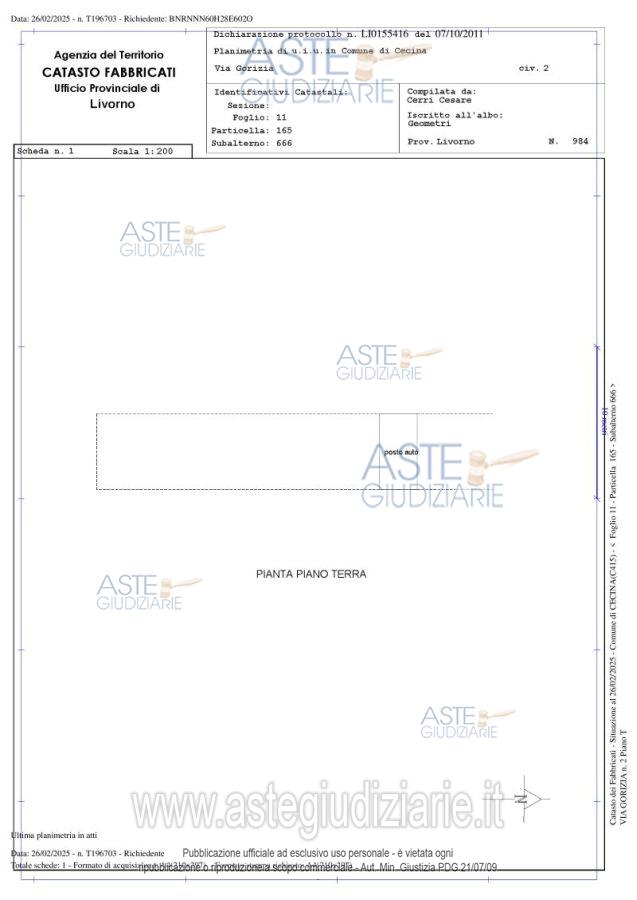 Planimetria del bene