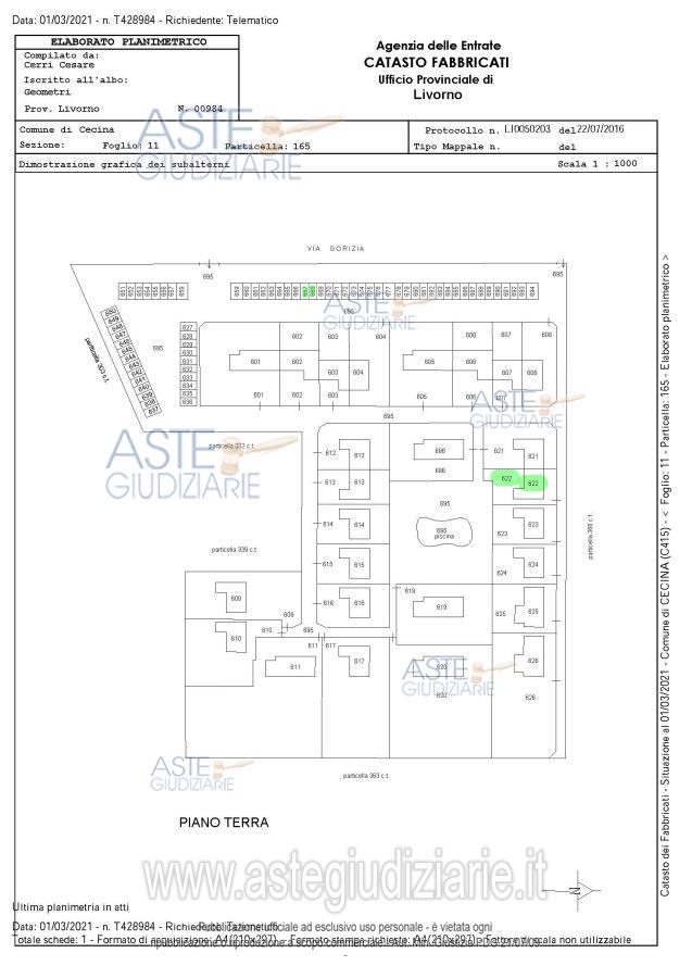 Planimetria del bene