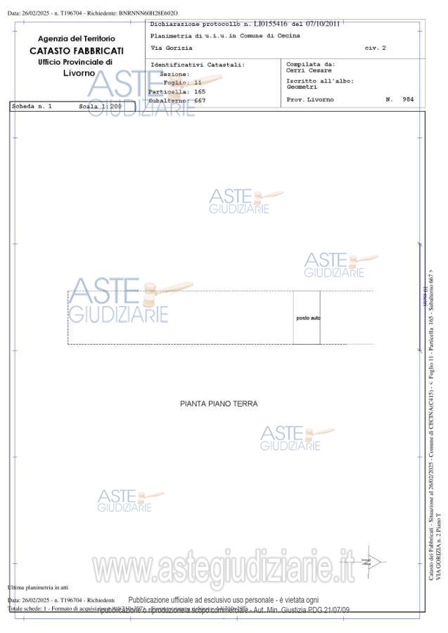 Planimetria del bene