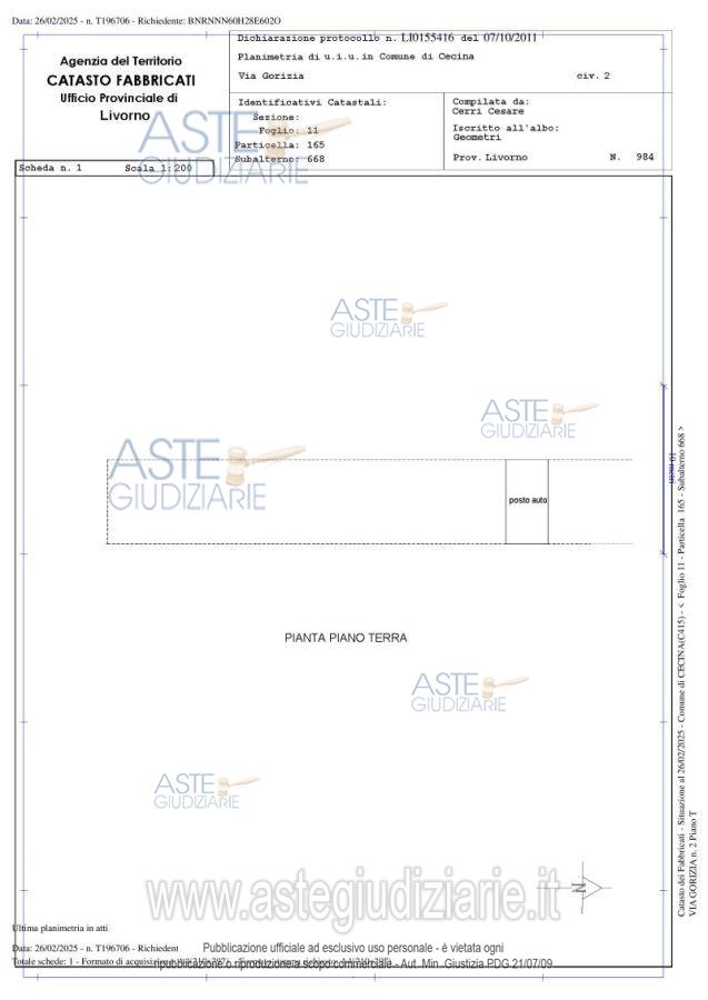 Planimetria del bene