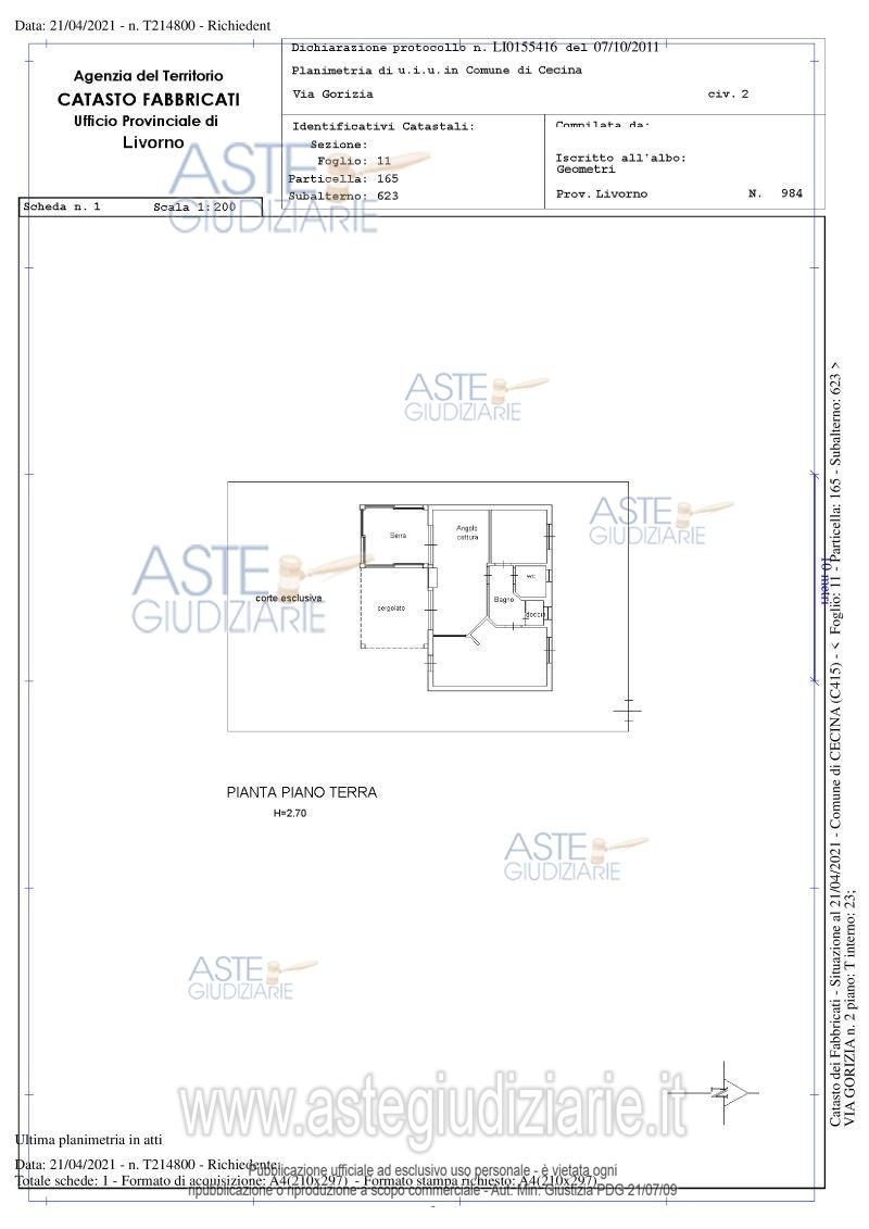 Planimetria del bene