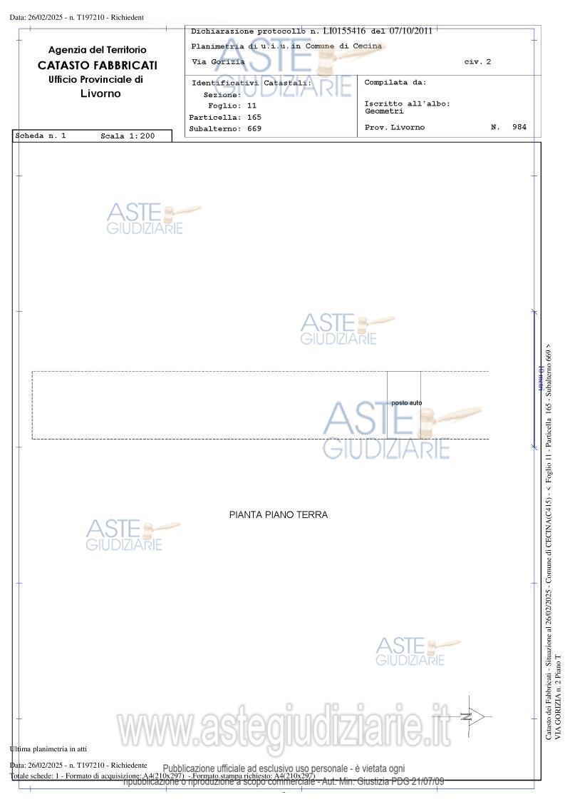 Planimetria del bene