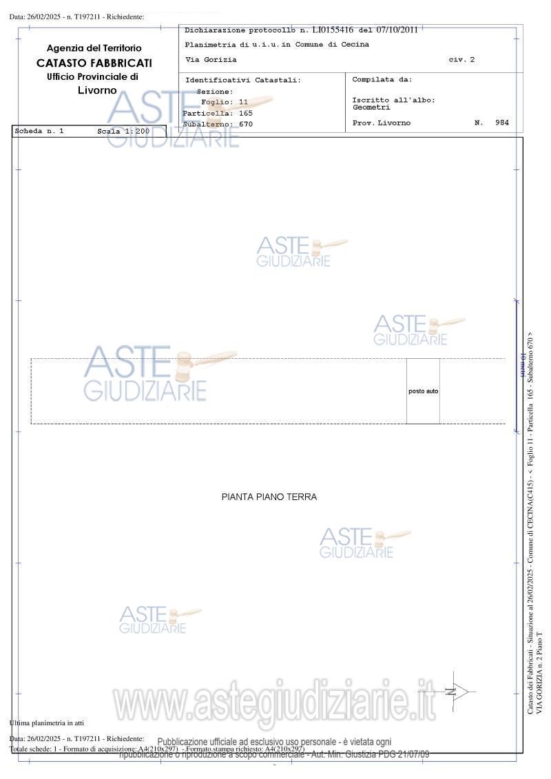Planimetria del bene