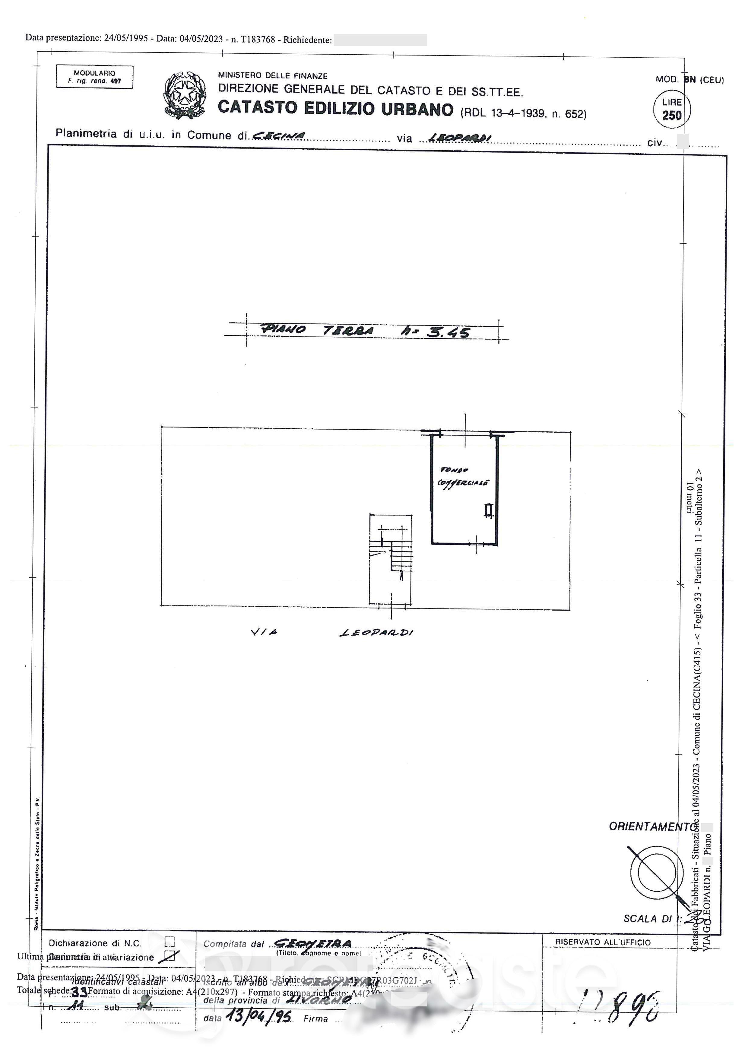 Planimetria del bene