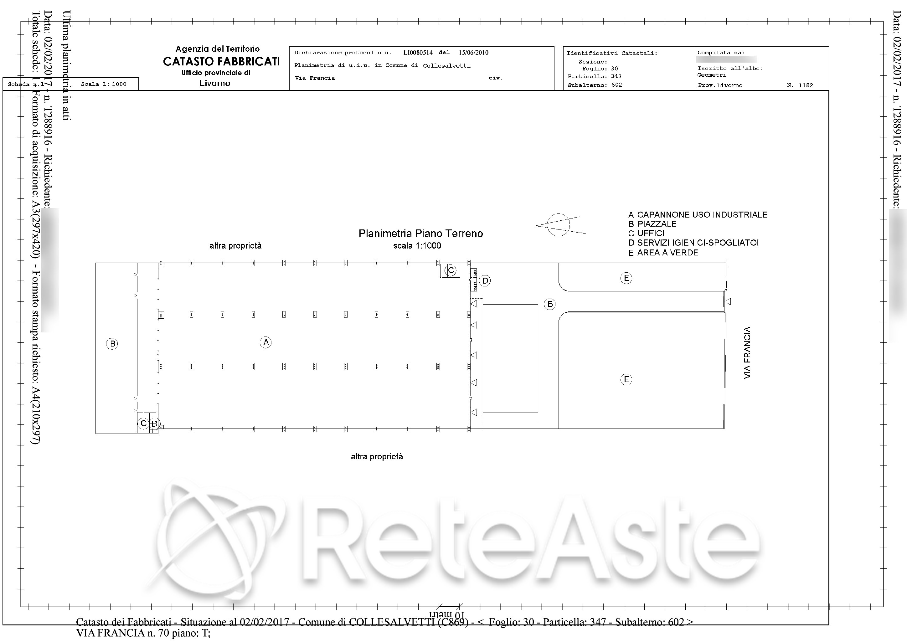 Planimetria del bene