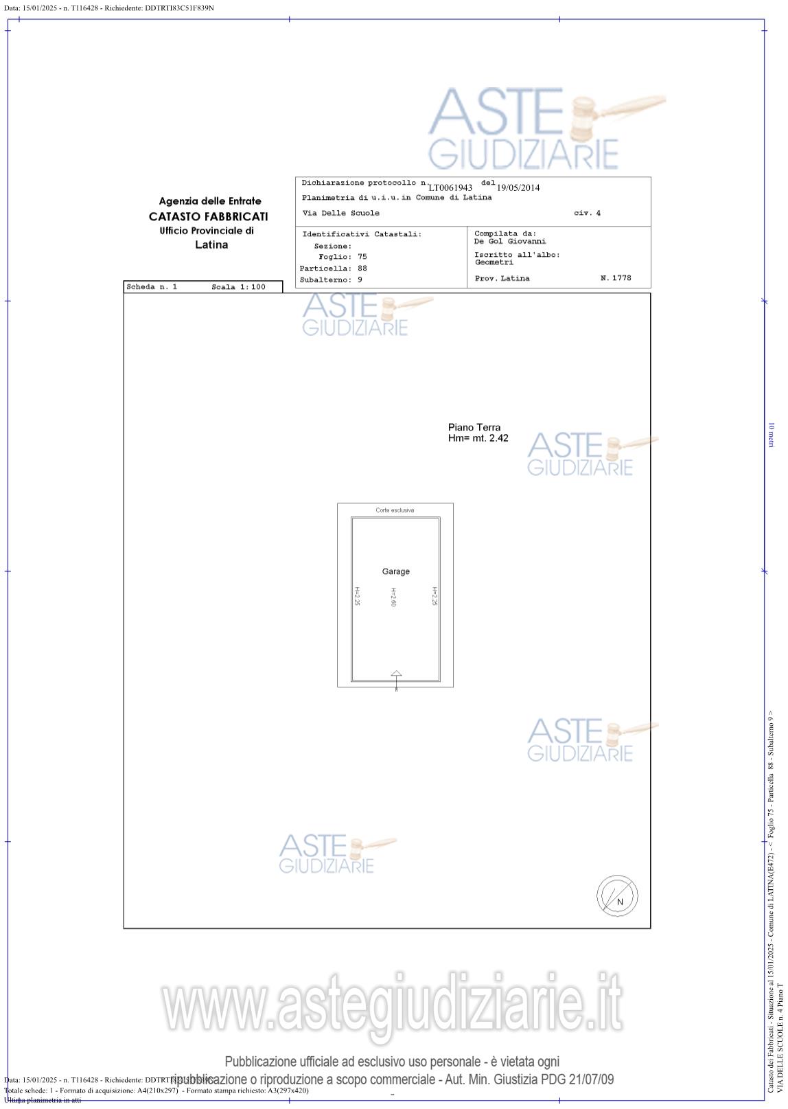 Planimetria del bene