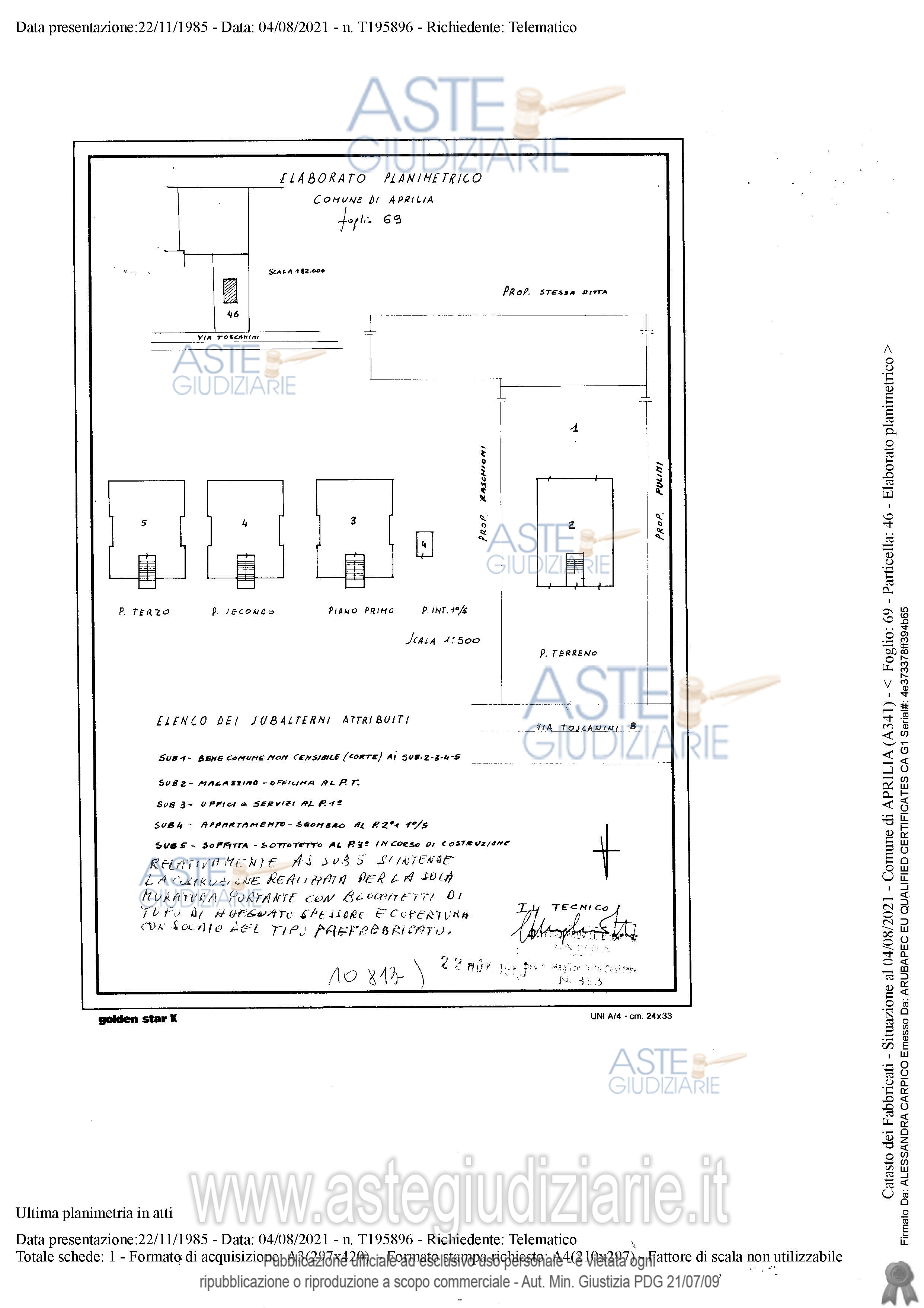 Planimetria del bene