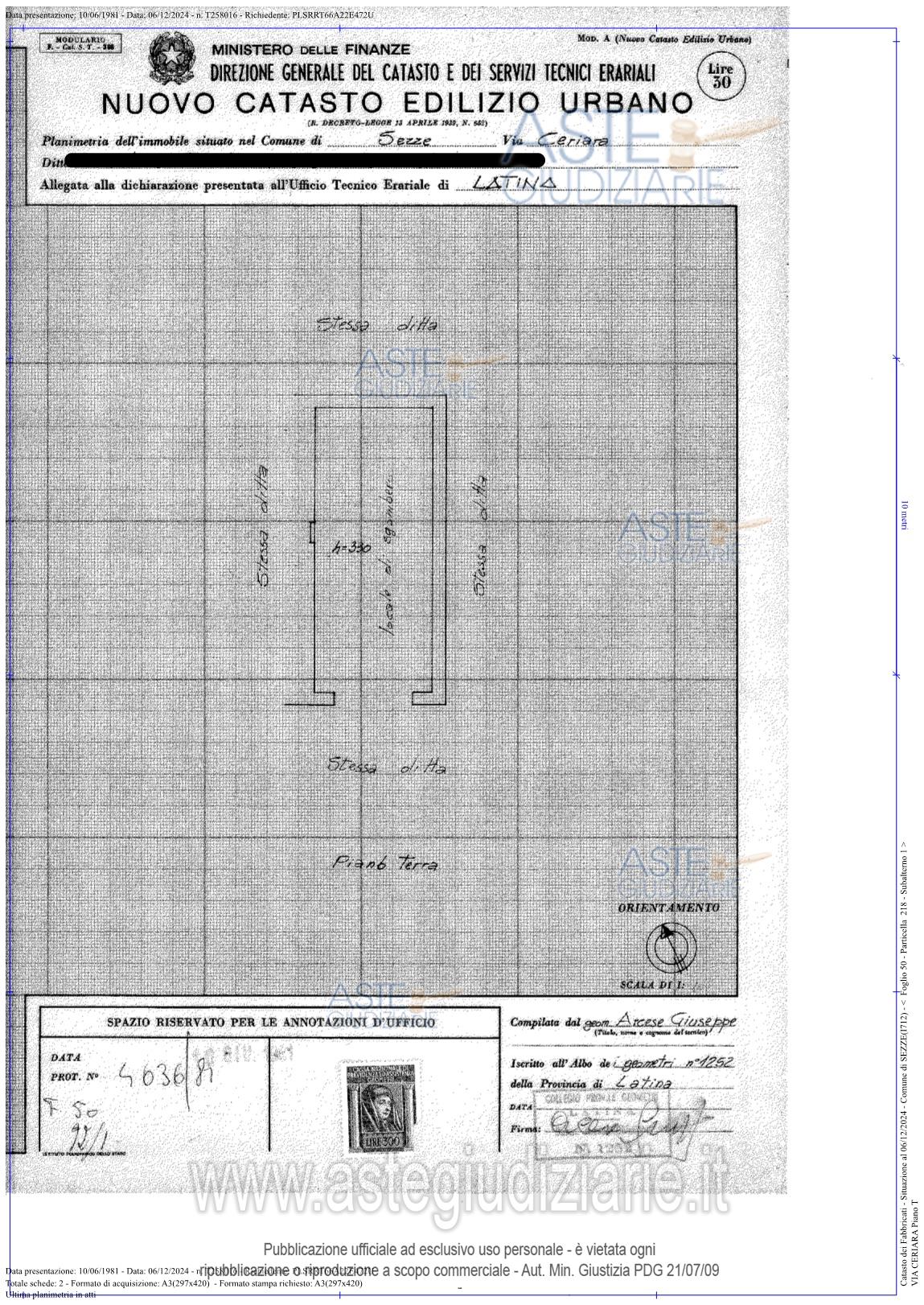 Planimetria del bene